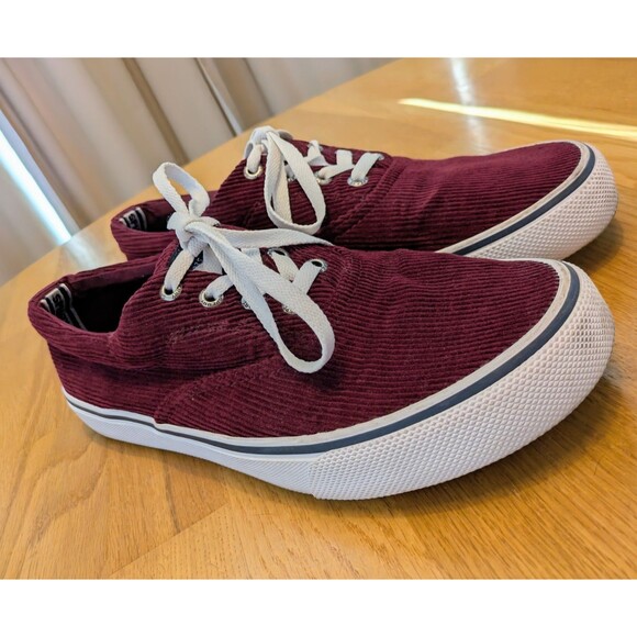 Men's Sperry Top-Sider Striper II CVO Corduroy Sneaker Burgundy Men's Size 7.5 - Picture 1 of 9